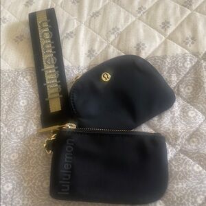 Lululemon Black and Gold Pouch Set